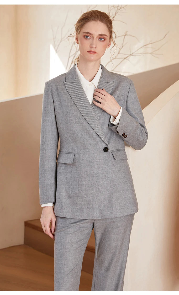 K1775W 97% Australian Wool Blazer For Women Ladies Suits Office Wear Formal Clothes Business Luxuy Clothing
