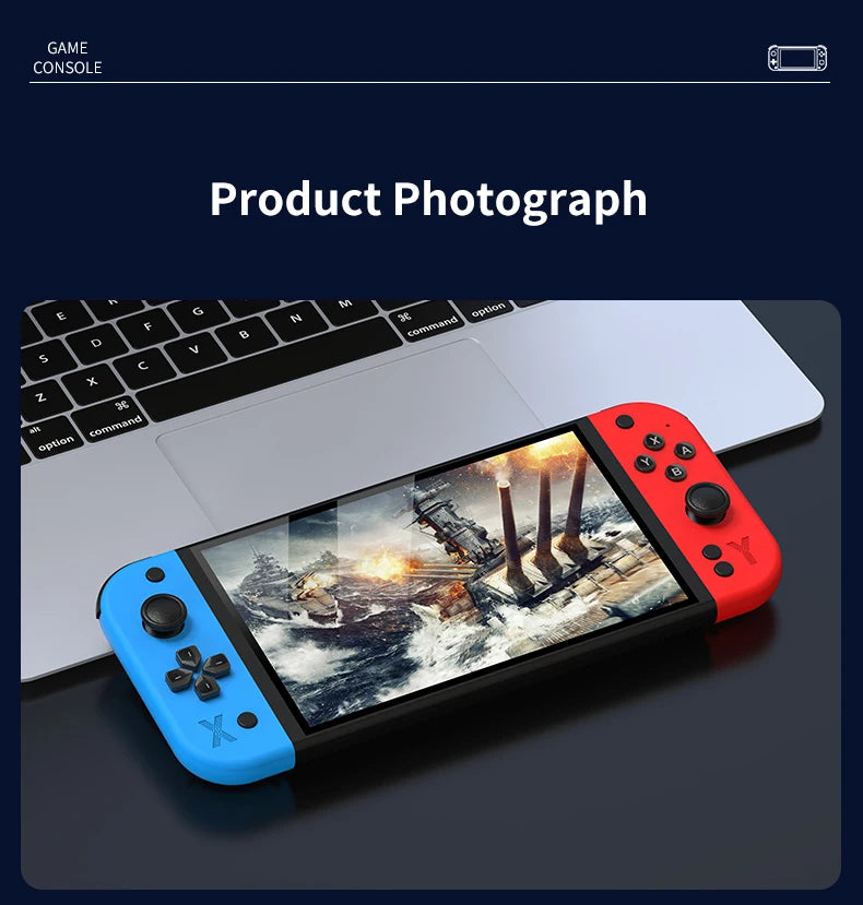 G90 7inch Portable Handheld Game Console 64GB 4000mAh High-Definition Arcade Nostalgic Retro TV Gaming Controller for PSP/PS1